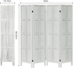 Leesinwing Wood Room Divider 4 Panel Folding Privacy Screen, Classic 5.6Ft Indoor Wooden Partition, Portable Partition Wall Divider for Room Separation, Home, Office, Bedroom, Restaurant (White)