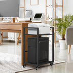 SEHERTIWY 2 Tier Computer Tower Stand, Black CPU Holder Cart with Rolling Caster Wheels, Mobile PC Tower Stand for Office Home Studio