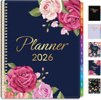 GNL 2026 Planner, Weekly and Monthly Planner January - December 2026, 8.5" x 11" Monthly Planner with Waterproof Flexible Cover, Spiral Binding Notebook with Colorful Tab, Pockets, Bookmark, Rose