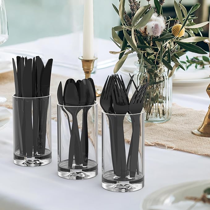 Dealusy 360 Count Black Plastic Spoons Disposable, BPA-Free, Heat Resistant, Solid and Durable Disposable Spoons Heavy Duty Bulk, Premium Spoons plastic disposable for Party Supply