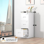 INTERGREAT 3 Drawer File Cabinet, White Metal Filing Cabinet with Lock, Locking Tall File Cabinets with 4 Adjustable Hanging Frame for Home Office, Name Tag