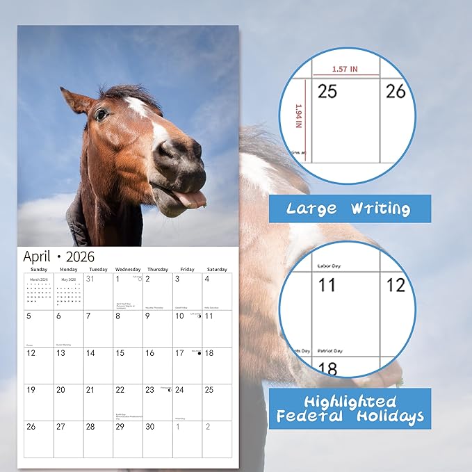 2026 Wall Calendar,Funny Calendar 2026, November 2025 - December 2026, Wall Calendar Funny Animal Memes, 12" x 24" Opened, Full Page 12 Months Thick Paper for Gift Calendar Organizing Planning