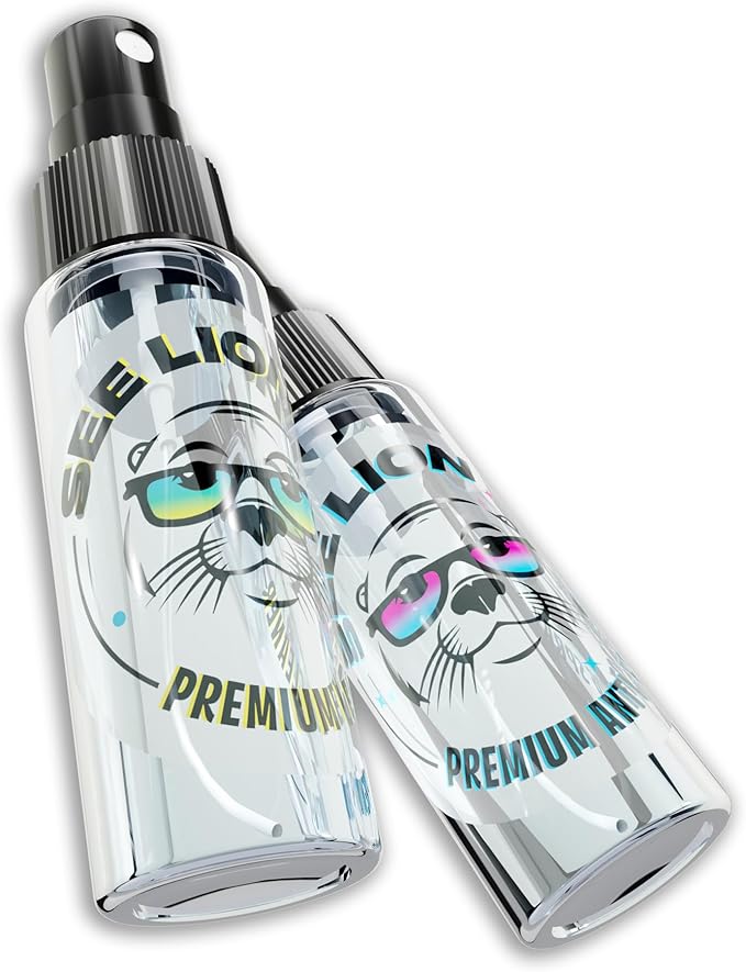 cellhelmet See Lion Premium Lens Care Bundle | Anti Fog Spray + Streak-Free Lens Cleaner with 2 Black Microfiber Cloths | Safe for Glasses, Goggles, Screens & Optics | Travel-Size 30ml / 1oz Bottles