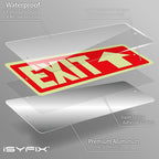 iSYFIX Exit Signs with Directional Up Arrow, Glow in the Dark, Photoluminescent Aluminum 12x4 Inch - 6 Pack, Laminated for UV & Weather Resistance, Ideal for Offices, Schools, Theaters & More