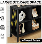 HOMISSUE Cube Storage Organizer Shelf, Rustic Short Wide Bookshelf with 6 Cubes, Industrial Low Cubby Bookcase with 3-Tier Shelves, Horizontal Book Case for Living Room, Office, Black
