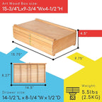 MEEDEN 4-Drawer Artist Supply Storage Box - Portable Foldable Multi-Function Beech Wood Artist Pencil & Brush Storage Box with Drawer & Compartments for Pastels, Pencils, Pens, Brushes, Stamp