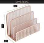 BLU MONACO Rose Gold Metal Mesh Letter Sorter | 3-Slot Vertical Mail Organizer for Desk, Office and Home | Compact Mail Holder for Envelopes, Documents and Files | Modern Desktop Organizer