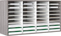 EasyPAG Wooden Literature Organizer with Adjustable Shelves, 36 Compartments Office Paper Organizer Storage 18000 Sheets Letter Size Paper, Student Mailbox for Classroom, Retro Gray/White