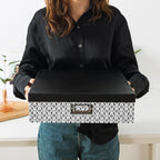 Soul & Lane Black and White Decorative Storage Boxes with Lids for Organizing, Set of 3 Jumbo Scrapbook Storage Boxes for Documents, Keepsakes, Memories, Modern Trellis