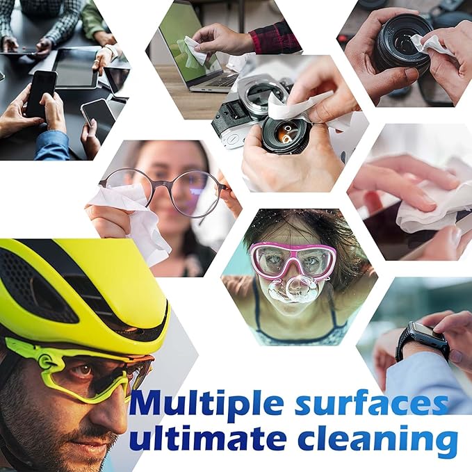 220 Lens Cleaning Wipes for Eyeglasses - Pre-moistened, Individually Wrapped | Scratch-Free, Streak-Free for Sunglasses, Camera Lenses, Phone Screens | Ideal for Home, Travel & Office