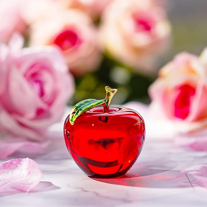 H&D Glaze Crystal Apple Paperweight Craft Decoration (red)