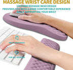 Hokafenle 2 in 1 Ergonomic Mouse Pad Wrist Support & Wrist Rest for Computer Keyboard Set, with Relieve Carpal Tunnel Pain Massage Bulge and Full Memory Gel Design (2In1 Set, Purple)