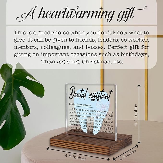 Dental Assistant Gifts, Thank You Desk Sign for Dental Office Staff, Appreciation Plaque for Oral Health Professionals, Graduation Recognition Decor for Dental Teams PA038