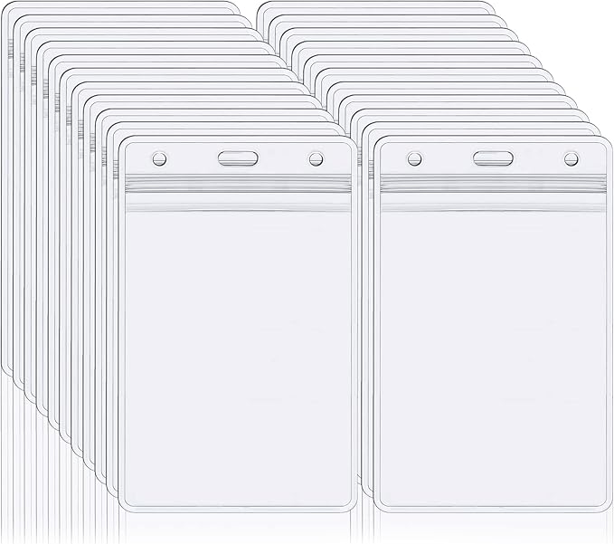 EcoEarth - Vertical Card Protector w/Soft Edge - Premium Tier Sealable 3x4 Inch, 100 Pack - Waterproof ID Badge Holder - Plastic Name Tag Holder Bulk