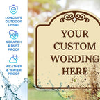 Custom Decorative Sign, Personalized Metal Sign for Business, Driveway, Home, Airbnb, Office Door Plaque,Brown Border Sign, 18x18 Inches, ACM, Fade Resistant, Made in USA by Sigo Signs