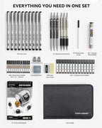 Four Candies 52pcs Art Supplies Sketching & Drawing Kit with 10 Micron Fineliner Pens, 6 Drafting Mechanical Pencils,3-Color Sketchbook,27 Lead Refills,School Supplies Gifts for Beginners Adults Teens