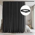 MaKefeile Room Divider Curtains with Flexible Ceiling Tracks Set,Blackout Curtain Ceiling Mount Curtain Track Privacy Room Dividers Ceiling Track Curtain Rod(Black Drape & Black Rail W 12.5 × H 8 FT)