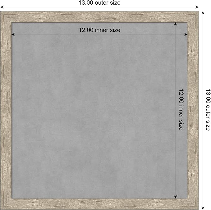 Amanti Art Silver Framed Magnetic Board 13x13 X-Small Vision Board for use with Magnets, 100% Metal Sheet to Display Items as Office Decor or for Home Organization in mudroom, Kitchen or Kids Room