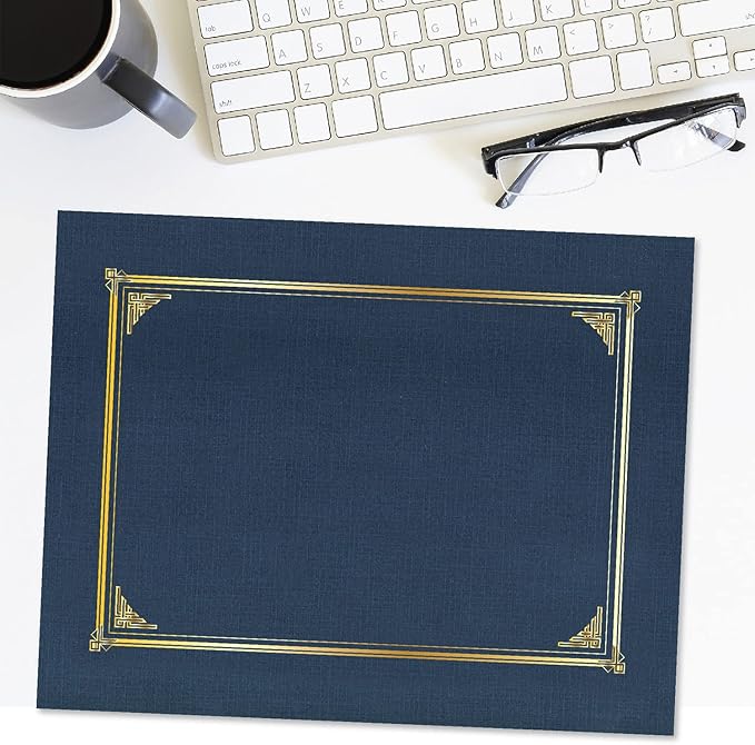 Geographics Classic Linen Document Covers 12.5” x 9.75” Navy Blue 60 Pack - Certificate Holders, Diploma Holder, Frame Documents - Premium Linen Texture for Professional Presentation