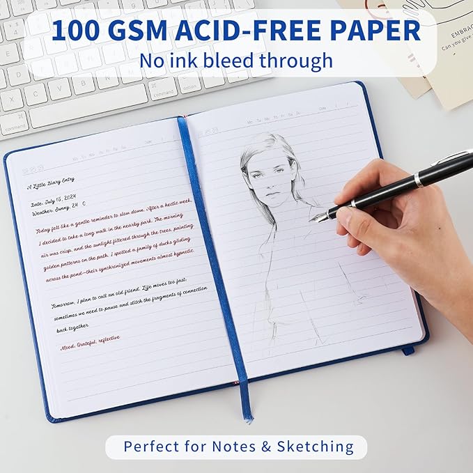 Heture Hardcover Notebooks, A5 Lined Journals Notebook for Writing 160 Pages, 8.2 x 5.5 inch, Classic Ruled Notebooks for College/Work/Travel(Blue 1 Pack)