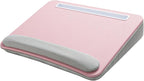 HUANUO Lap Laptop Desk - Portable Lap Desk with Pillow Cushion, Fits up to 15.6 inch Laptop, with Anti-Slip Strip & Storage Function for Home Office Students Use as Computer Laptop Stand - Pink