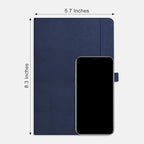 RETTACY Bullet Dotted Journal Notebook, 256 Pages, A5 Medium Size (5.7'' × 8.3''), Leather Hardcover, 120 GSM Thick Paper, for Bullet Journaling, Planning, Tracking (Navy Blue)
