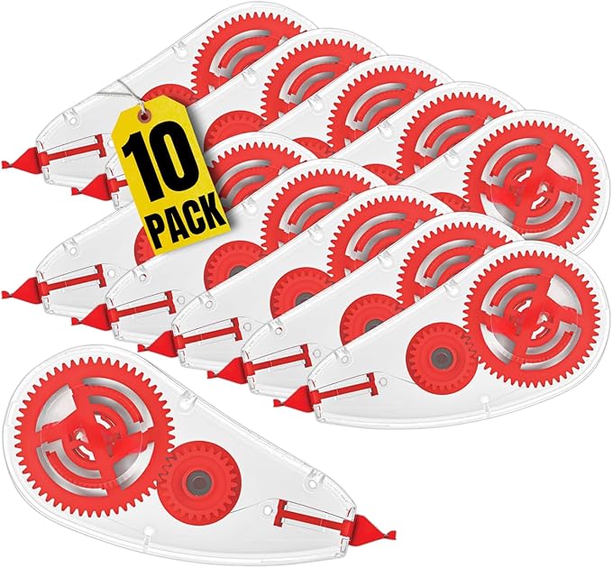 1InTheOffice Correction Tape, Correction Tape Roller for School, Teachers and Kids, White, 0.2" x 315", 10/Pack