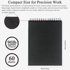 Fuxi Black Paper Sketchbook 8"×10", 60 Sheets (90lb/150gsm) Double-Sided Hard Cover, Spiral Bound, Ideal Art Supplies for Teens - Gifts for Teenage Artists.