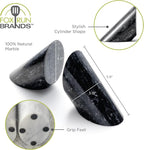 Fox Run 100% Natural Polished Marble Bookends, Black, Set of 2, Angled