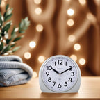 Tinload 5.5" Large Analog Alarm Clock Silent Non Ticking, Gentle Wake, Beep Sounds, Increasing Volume, Battery Operated Snooze and Manual Light, Easy Set,Silver(Best for Elder)
