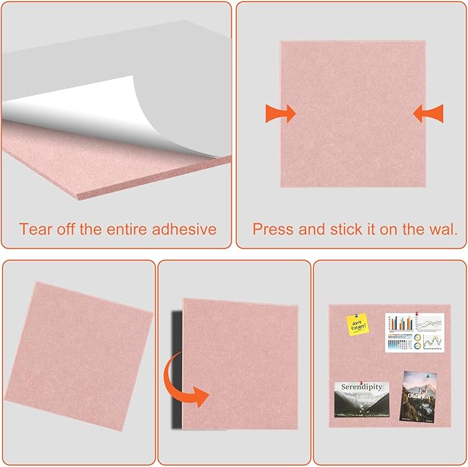Cork Boards for Walls 48" x 36" Felt Board Alternative, 12 Pack Felt Wall Tiles Bulletin Board, Large Cork Board for Office Pin Board Tack Board Cork Boards