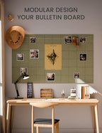 Fluxynara Large Felt Bulletin Board 36" x 24"Cork Board Alternative-6 Pack with 40 Safe Removable Adhesive Tabs, Cork Boards for Walls Cork Board for Home Office Classroom Pin Board-Olive Green