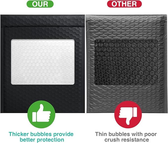 Metronic Bubble Mailers 8.5 X 12 Inch 25 Pack Black Usable Size 8.5 x 11 Waterproof Bubble Mailer Self Seal Padded Envelopes Cushioning for Christmas Gift Packaging, Mailing, Shipping, Small Business