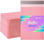 skardeco 4x8 Inch Pink Bubble Mailers 40 Pack Self-Seal Poly Padded Envelopes Suitable for Small Businesses to Package and Mail Jewelry Cosmetics, Electronic Products, Cards (Pink, 4 x 8-40)