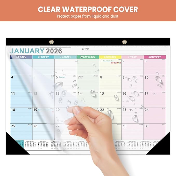 COMIX 12 Month Desk Calendar 2026 (Jan 2026–Dec 2026) – 17" x 12" Wall Calendar with to-Do List & Notes,2026 Calendar Monthly Planner for Home, School, or Office Organization