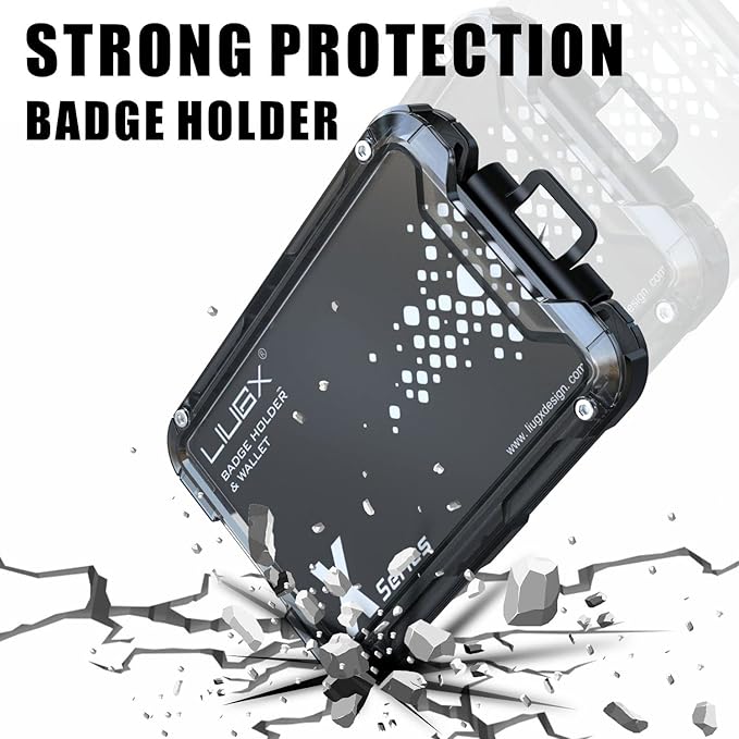 LIUGX Walnut Wood Card Holder/Badge Holder/Portable Wallet with Metal Clip -Rugged ID Credit Card Holder (Holds 1 to 4 Cards) for Office Police Worker Outdoor