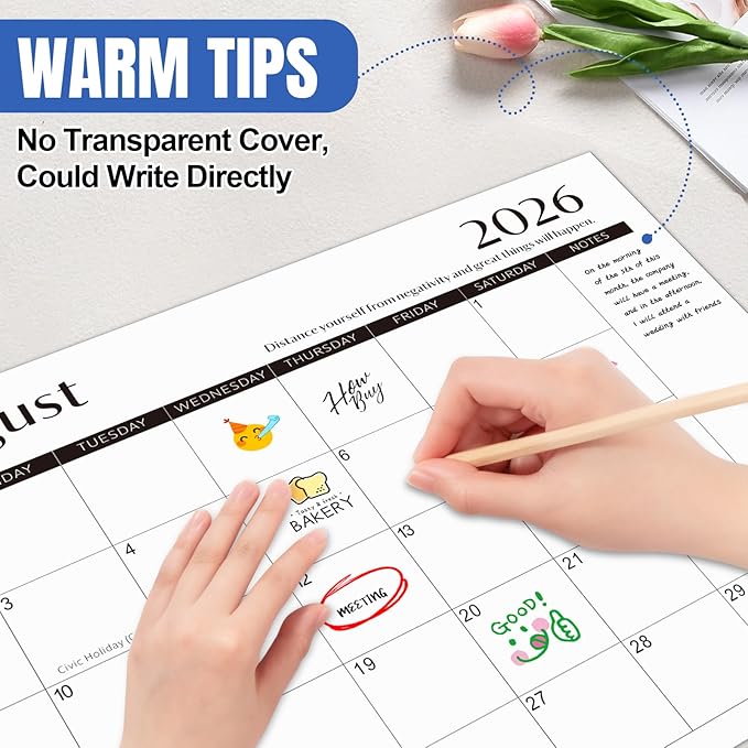 Gannyfer Desk Calendar 2026 with Desktop Mat, Simplified Large 22" x 17" Desktop Pad Calendar, 18 Month Desk Calendar 2026-2027, Use Jan 2026 to Jun 2027, Office Supplies Perfect for Home School and Office - Black