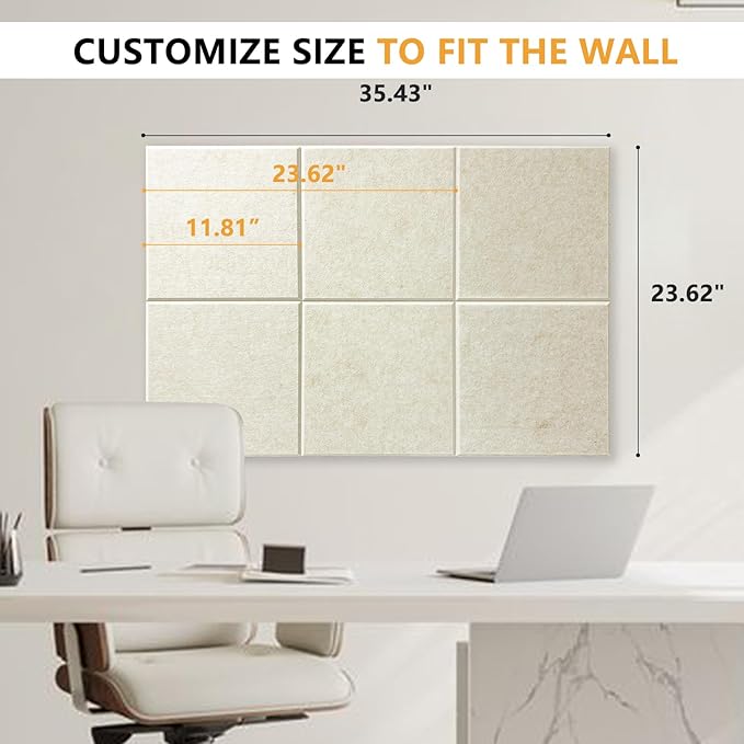 Thick Cork Board Tiles for Wall with Push Pins, Removable 36"x24"x0.47" Bulletin Board Sets, Self-Adhesive Pin Board | Magrowill 6 Packs Felt Panels for Office Home Classroom Dorm