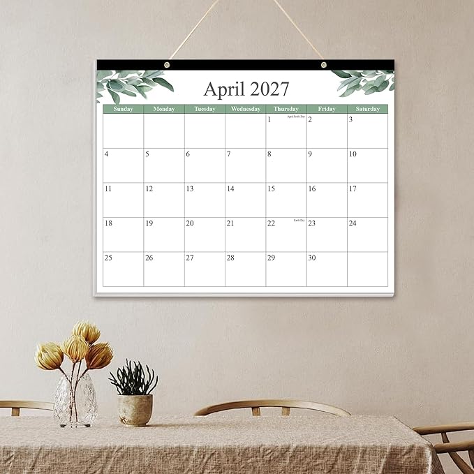Desk Calendar 2026 - Calendar 2026-2027 from January 2026 to June 2027, 18 Months Calendar with Thick Paper for Office, Home, School Organizing, 14.5" X 11.5", Leaf