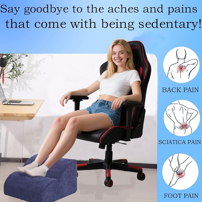 OpyTikar Foot Rest for Under Desk at Work.Multifunctional 3-Tier Foot Stool,with Washable Footrest.for Under Desk,Office Chair Gaming Chair & Sofa,Leg Elevation Pillow,Supports Posture (Dark Blue)