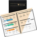 Planner Pad Spiral Bound 3-Tier Funnel Down 12 Month Organizer, July 2025 – June 2026 / Academic Year, Black Cover/Black Ink, 8 1/2" x 11"