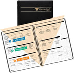 Planner Pad Spiral Bound 3-Tier Funnel Down 12 Month Organizer, July 2025 – June 2026 / Academic Year, Black Cover/Black Ink, 8 1/2" x 11"
