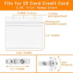 ZHEGUI ID Badge Holder with Clip Clear Plastic Name Tag Holders Horizontal Ziplock Waterproof PVC ID Card Holder with Clip Straps(50 Pack, Horizontal 2.3X3.5)