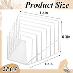 2 Pcs 7 Section Incline File Sorter Metal Wire Mesh File Rack for Desktop Letter Sorter for Magazine Folder Book Organizer Home Office School Paper Mail Desk Storage Holder (White)
