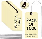 INNOVART Shipping Tags - Double Wired 4 3/4" x 2 3/8", Manila Wire Tags with Reinforced Eyelet, Case of 1000