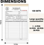 Custom Invoice Book with Logo 50 Set Personalized Receipt Books Customized Invoices for Small Business 3 - Parts Carbonless Duplicate Invoice Forms NCR Books