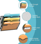 SUPEASY Wall File Organizer Mesh Office Mail Holder, Hanging Wall Organizer Magazine Rack for Office Black, 3 Tier