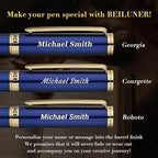 BEILUNER Blue Personalized Fountain Pen,Stunning Luxury Lacquer,24K Gilded Nib(Fine),Gorgeous 24K Gold Finish, Ink Converter,Fancy Gift for Men&Women-Elegant, Graduation,Nice Pens for Writing