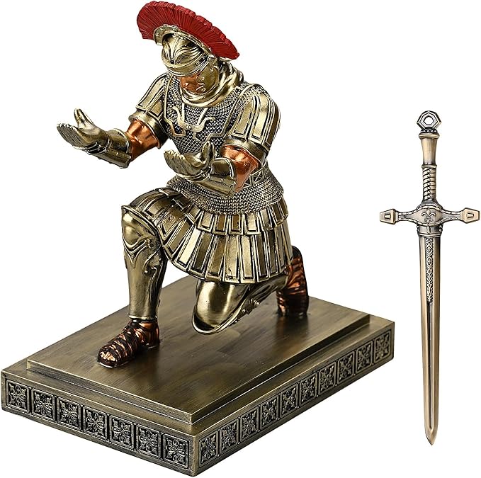 HDMbigmi Roman Legion Soldier Knight Pen Holder Pen Stand Desk Organizers and Accessories for Office and Home(Bronze)