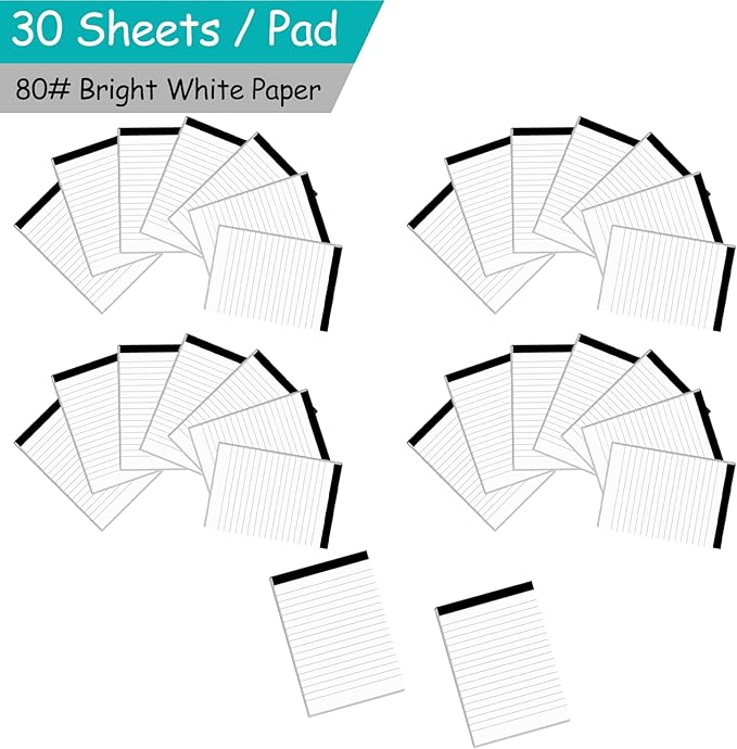 Nichela Notepad for Daily Planning and Organization of Work – 4 x 6-inches Lined Paper – Thick Bright White Paper – 30 Pages – Note Pads Ruled Pages – Pack of 30